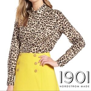 1901 Beige Shadow Leopard Button Down Shirt